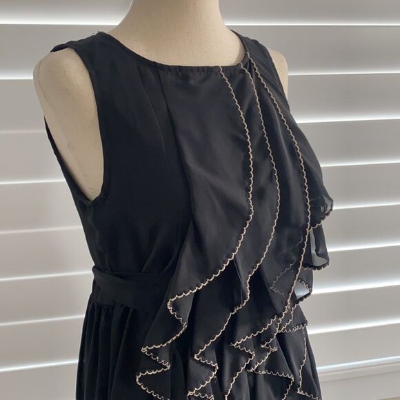 Black ruffle tunic dress size small boho - Picture 2 of 10